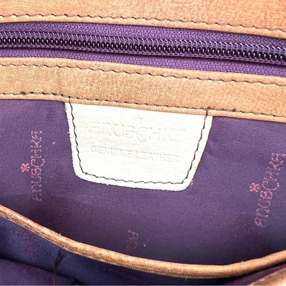 ANUSCHKA Multicolor Hand Painted Leather Wallet w Shoulder Bag Crossbody Satchel - Picture 14 of 16